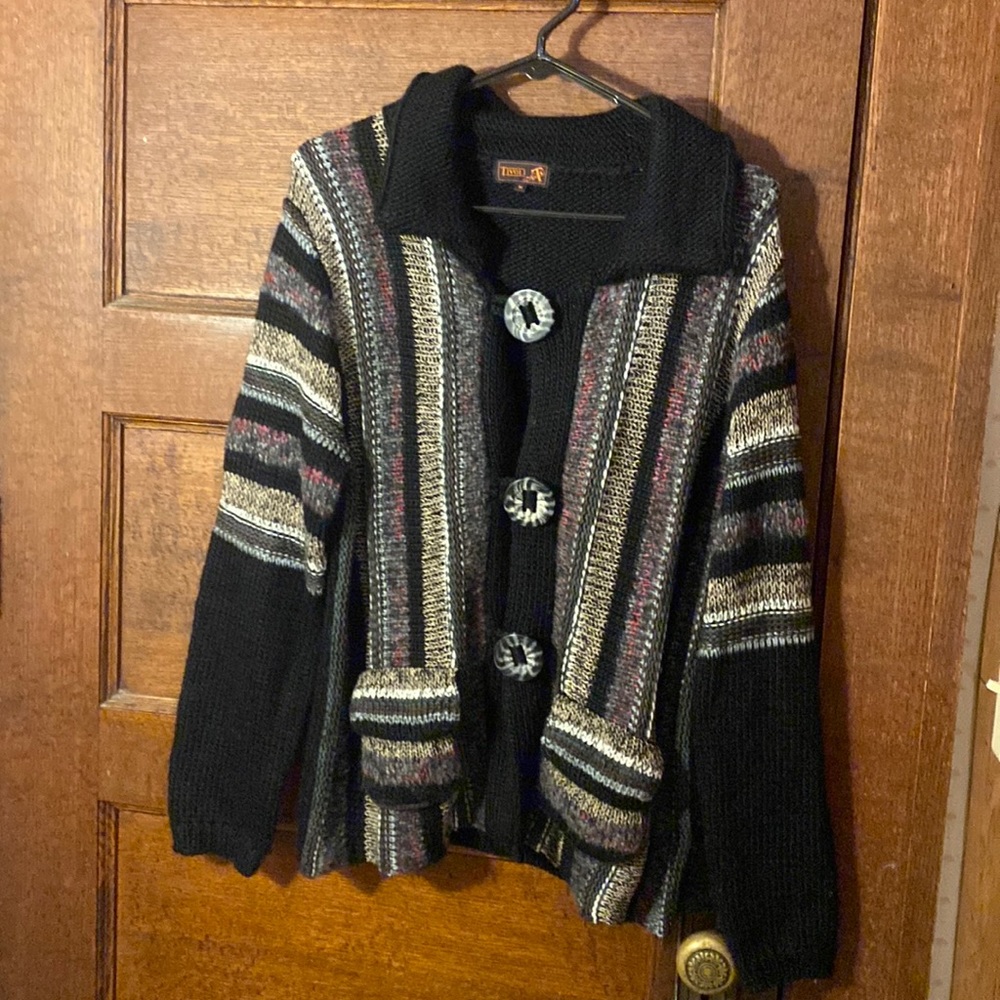 Tivoli Multi Colored Cardigan with Big Buttons sz M